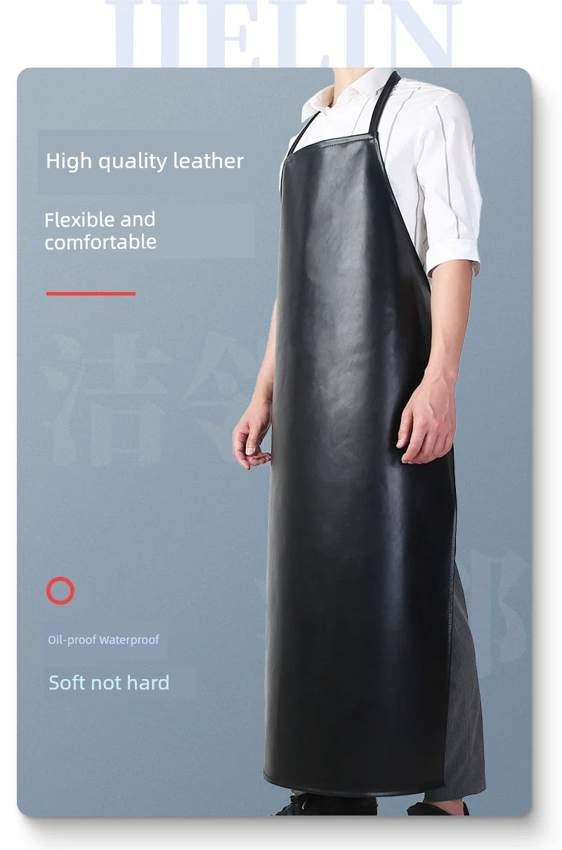 Black Oil-Proof Halterneck Pu For Home Aquatic Products Thickened Apron