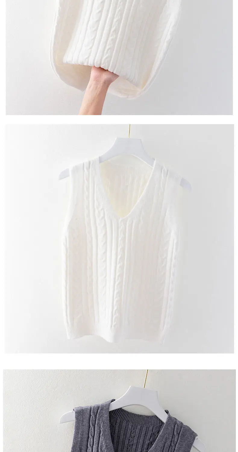 Knitwear Women's Fashion sweater vest Spring Autumn Style Outer Loose Sleeveless Undershirt Sweater Vest Women top