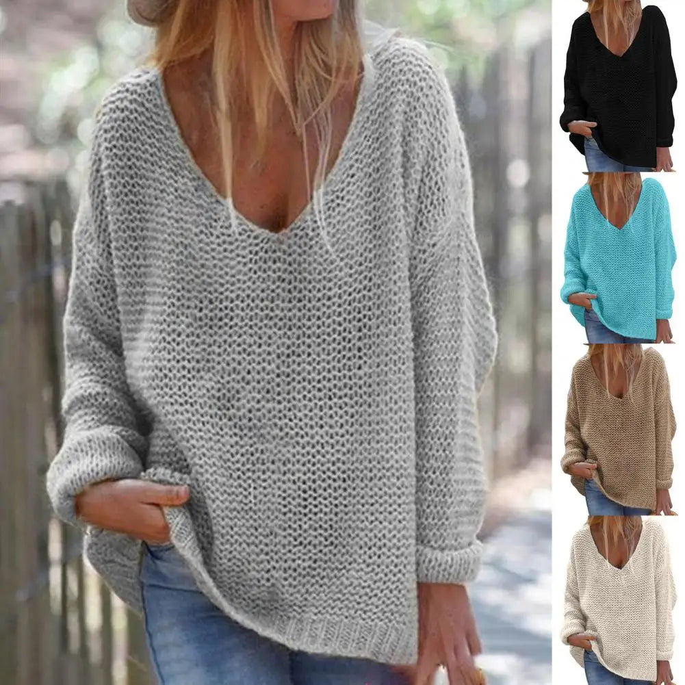 Trendy Autumn Sweater Comfortable Knitted Top Casual Loose Fit Women Autumn Sweater  All-Match