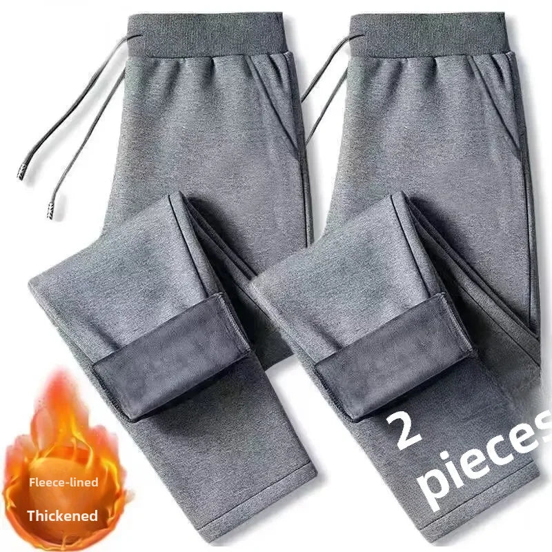 Men's Casual Korean Style Sweatpants Thickened Fleece Lined Loose Fit Warm Winter Pants Cross Border Foreign Trade