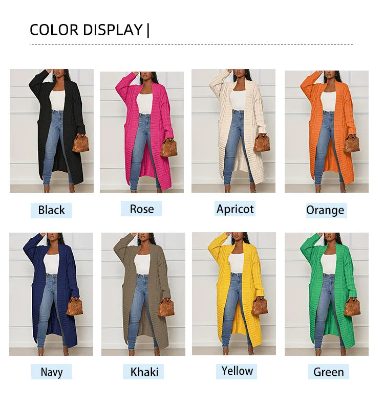 Plus Size Fall and Winter New 2023 Women's Solid Color Cardigan, Casual Knit Cardigan with Pockets Commuter Style Sweater XL-5XL