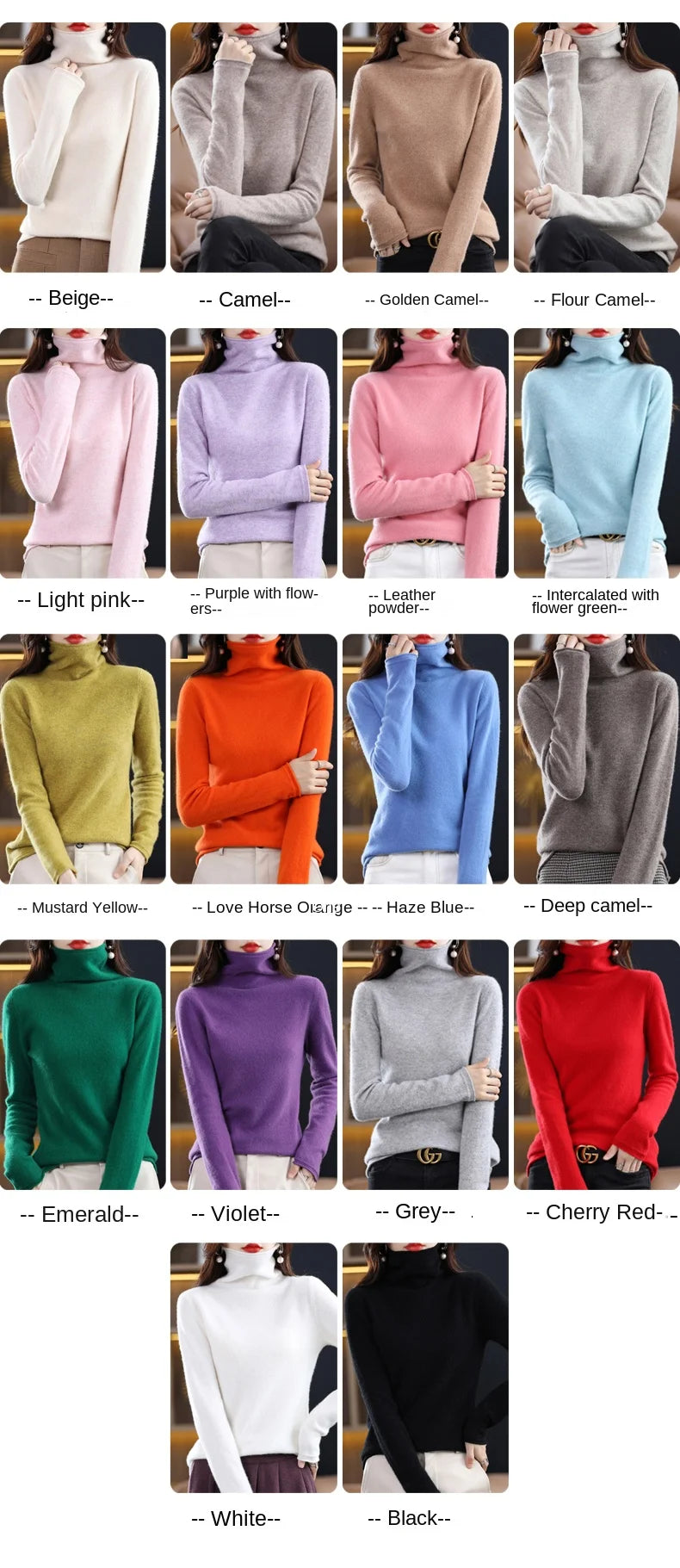 New 100% Merino Wool Turtleneck Cashmere Sweater In Autumn And Winter Women's Casual Knitted Coat Women's Coat Korean Fashion