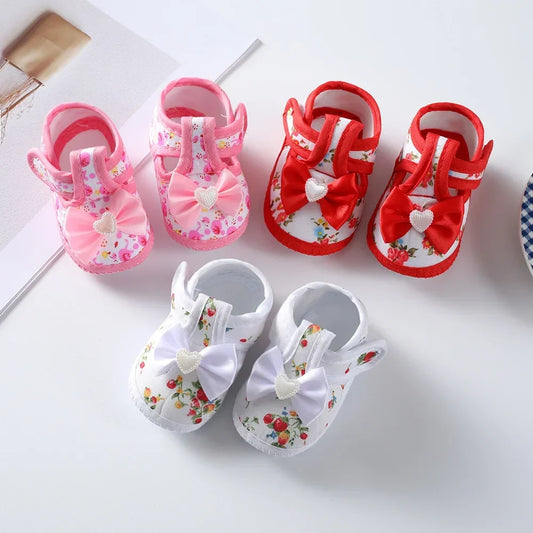 Spring New Princess Shoes 0-1 Year Old Baby Single Shoes Cute Bow Soft Soled Newborn Baby Walking Shoes