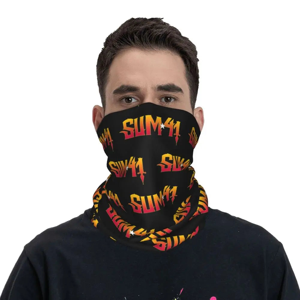 Sum 41 Band Bandana Neck Gaiter Printed Mask Scarf Multifunctional Headwear Running for Men Women Adult Breathable