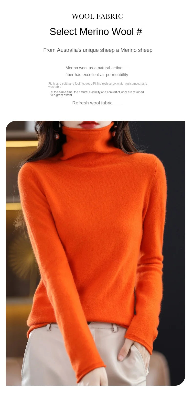 New 100% Merino Wool Turtleneck Cashmere Sweater In Autumn And Winter Women's Casual Knitted Coat Women's Coat Korean Fashion