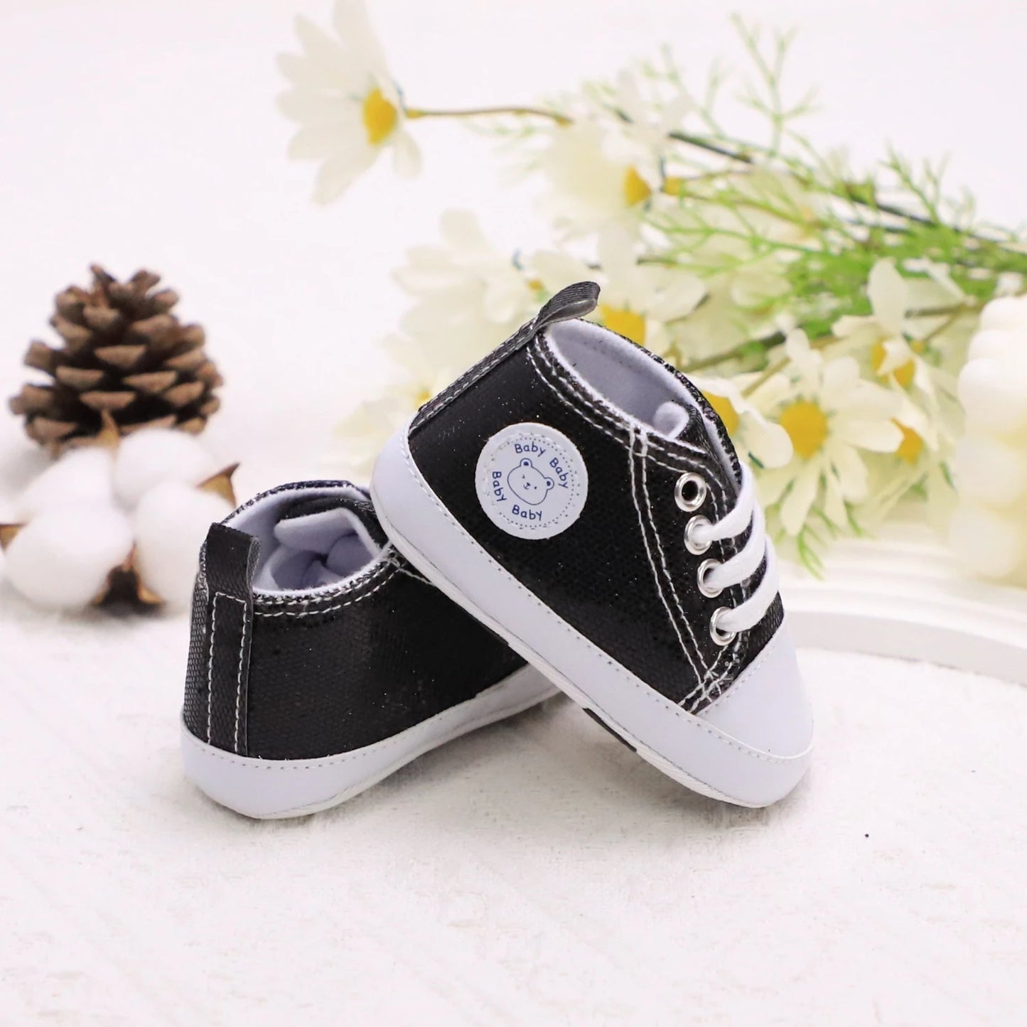 Trendy Comfortable Sequin Sneakers For Baby Boys, Lightweight Non Slip Shoes For Indoor Outdoor Walking, Spring And Autumn