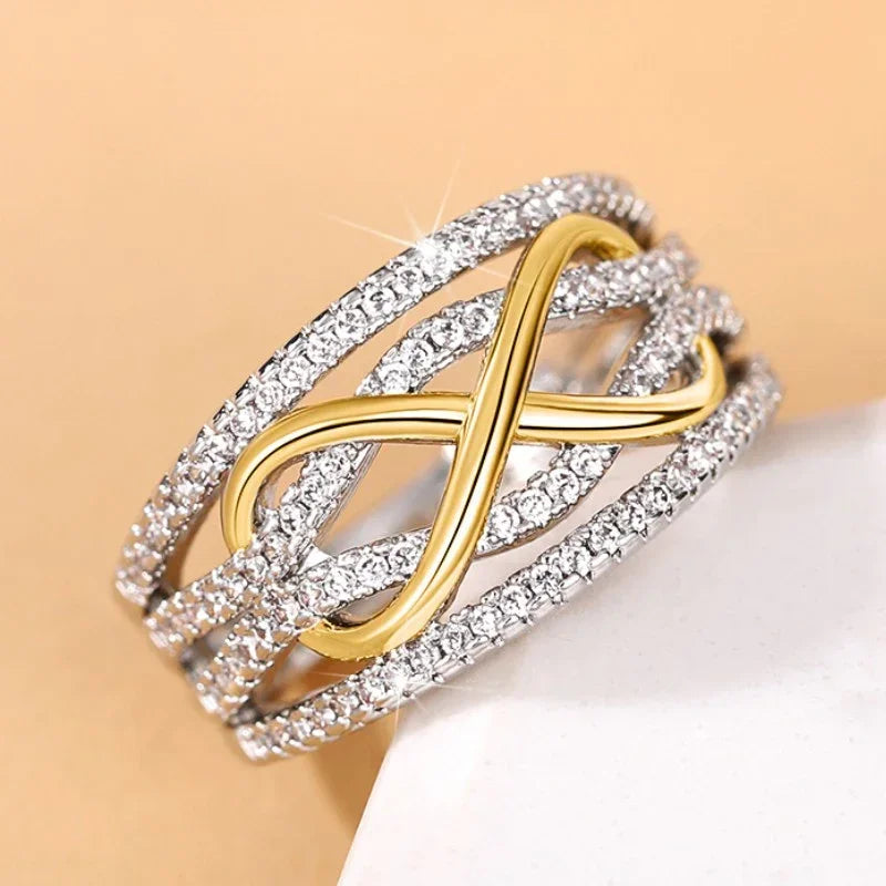 Fashion Infinite Love Rings for Women Full Bling Iced Out Cubic Zirconia Wedding Engagement Rings Trendy Luxury Jewelry Anillos