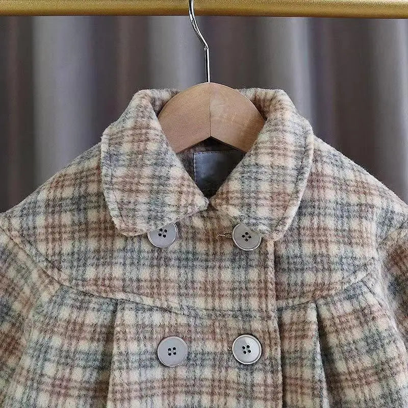 Kids Girls Autumn Winter New Middle And Small Children's Baby  Korean Edition Woolen Coat Thickened Children's Woolen Coat Trend