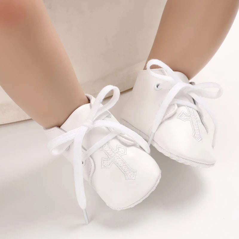 Spring and Autumn Baby Shoes Fashion Classic White PU High Top Sports Shoes Soft Sole Comfortable Casual Walking Shoes