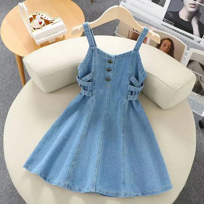 Kids Girls Denim Set 2023 Spring New Children's Clothing Girls Big Boy Yangpai Spring And Autumn Set Skirt Girls Dress