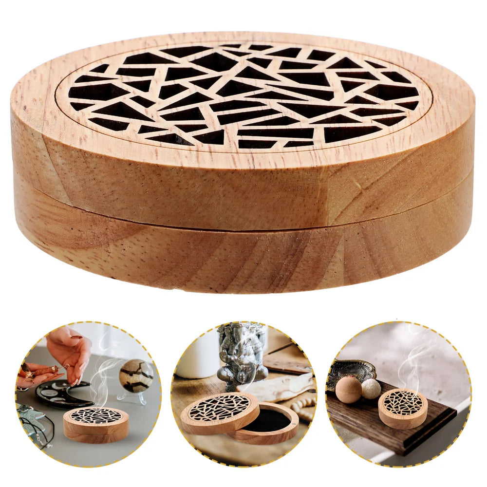 Solid Wood Aromatherapy Box Incense Holder Indoor Ornament Wooden Censer Cone Burner