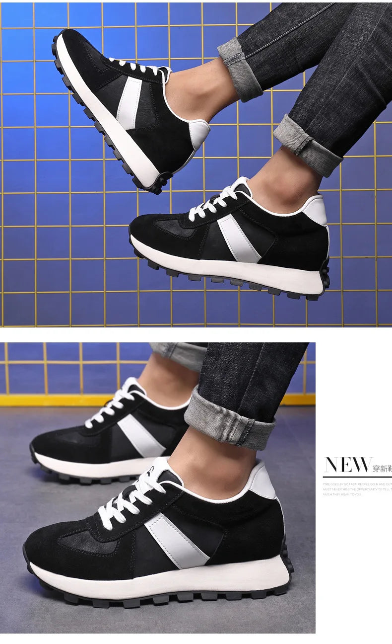 Genuine Leather Men Sneakers Elevator Shoes Hidden Height Increasing Shoes Men 8 6CM Sports Casual Flat Oxfords Man Heightening