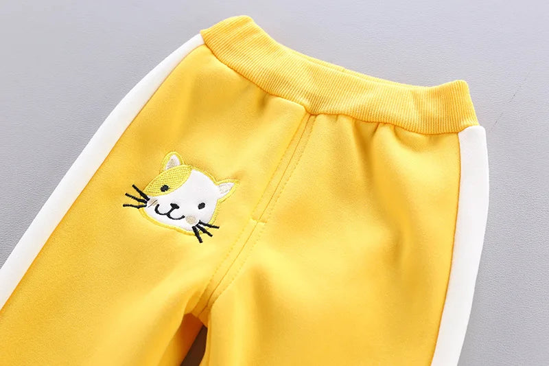 Winter Baby Fleece Clothing Sets Autumn Boys Girls Cotton Thicken Hooded Sweater Cartoon Bear Pants 3Pcs Kids Warm Outfits