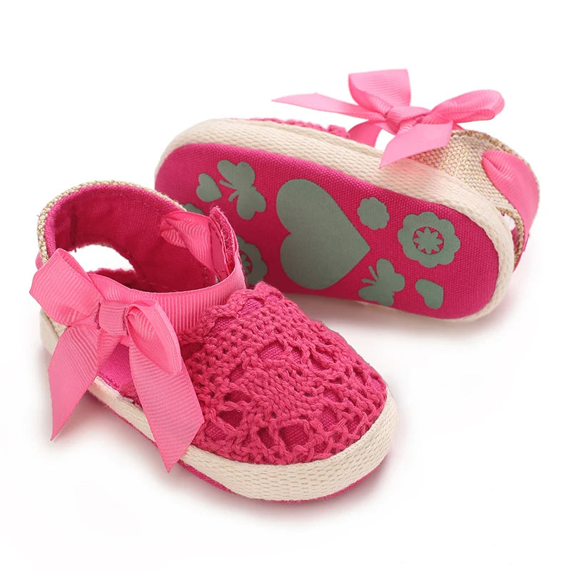 Summer Fashion Baby Shoes 0-18M Girl Baby Bow Casual Sandals Soft Sole Comfortable Baby Walking Shoes