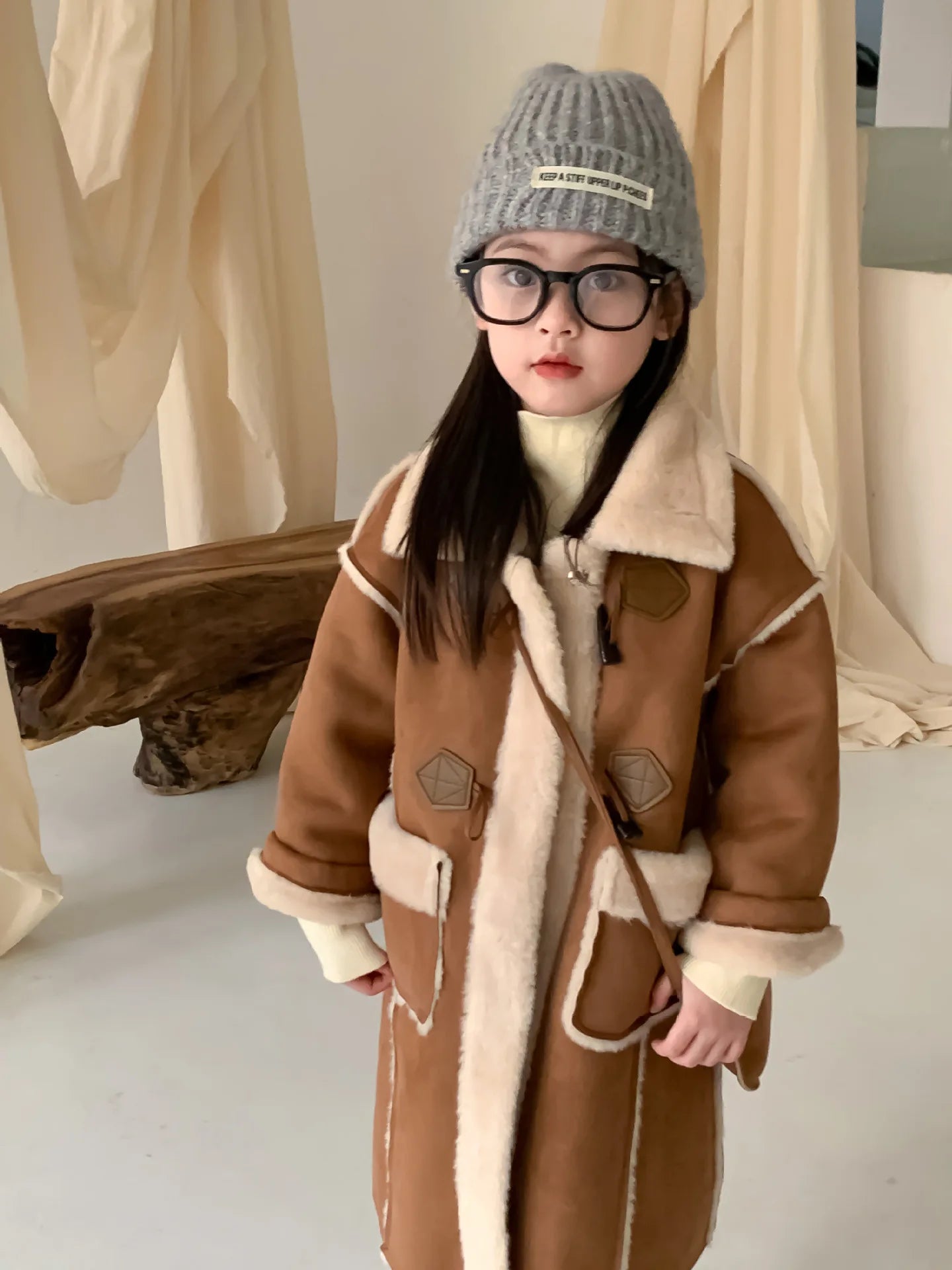 Girls Coat Melard Coat Children New Winter Thickened Foreign Air Long Coat Female Treasure Fur One Coat