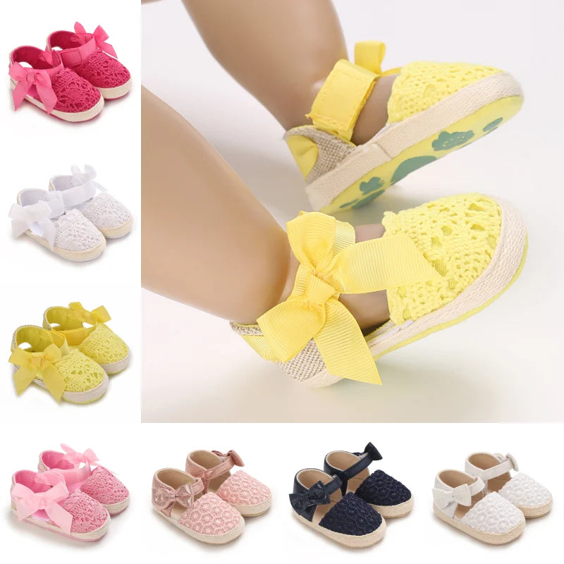 Summer Fashion Baby Shoes 0-18M Girl Baby Bow Casual Sandals Soft Sole Comfortable Baby Walking Shoes