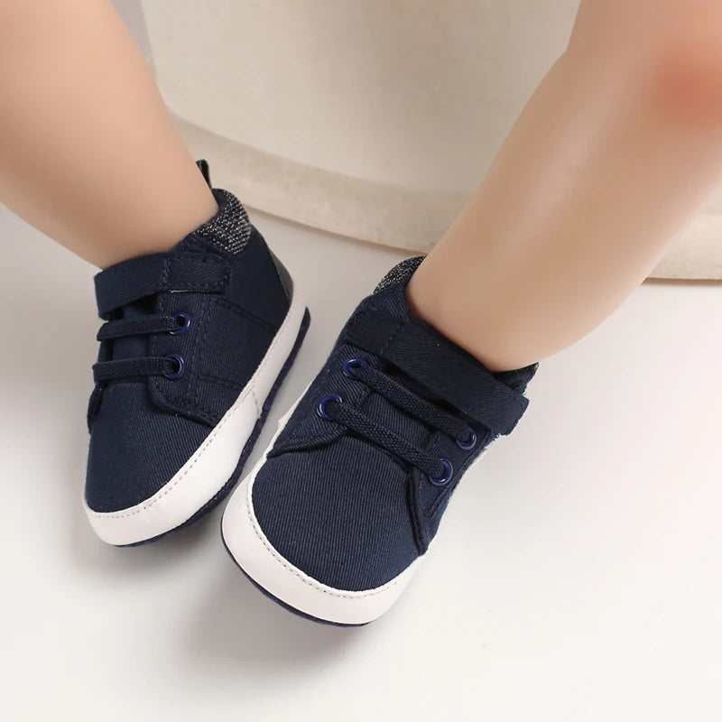 Baby Canvas Classic Casual Shoes Newborn Baby PU Leather Multi-Color Sneakers Non-Slip Cloth Bottom For Boys Girls First Walkers