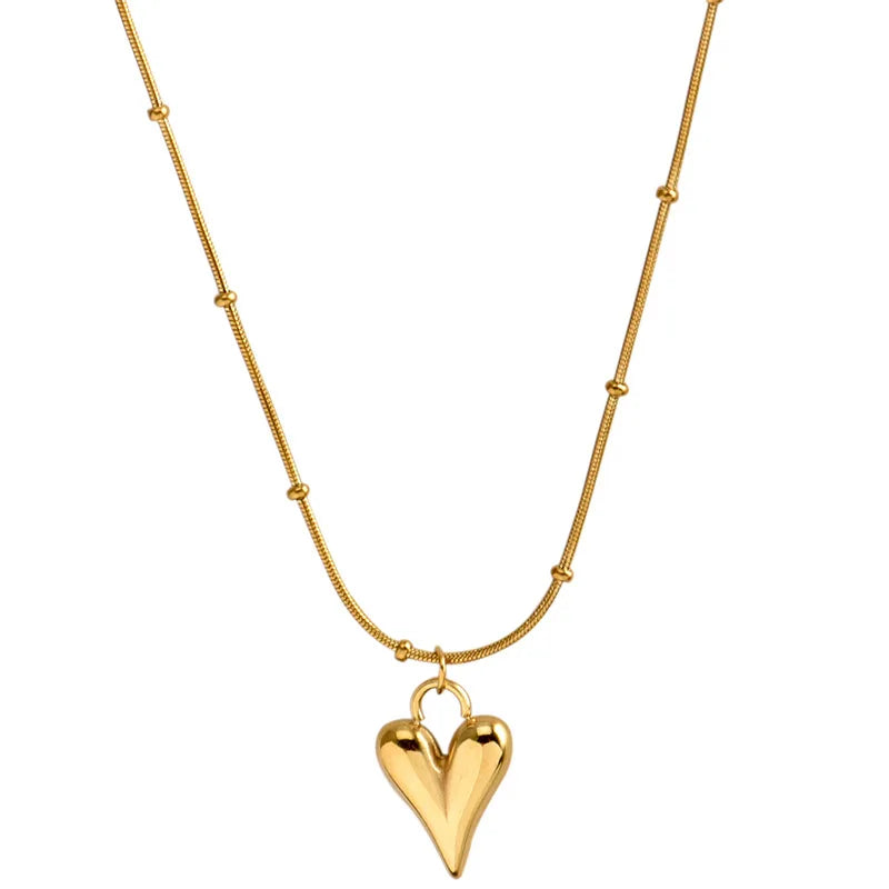 New Cross-border Couple Cavicle Chain Geometric Heart-shaped Light Luxury Temperament Simple Sweet Love Pendant Necklace Jewelry