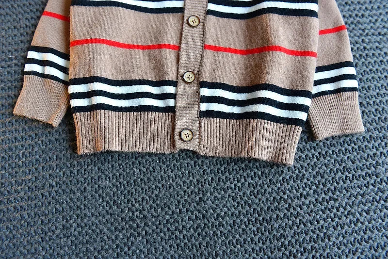 Baby Girl Clothes Set Autumn Winter New Fashion Striped Sweater Suit Cute Bow Knitted Two-piece 2-6 Years Kids Clothing