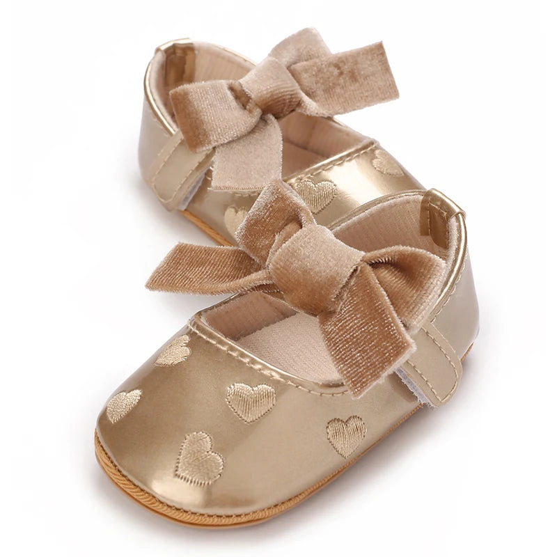 0-18M Girls' Baby Shoes Fashionable Classic Gold Theme Princess Shoes Soft Sole Comfortable Baby Walking Shoes