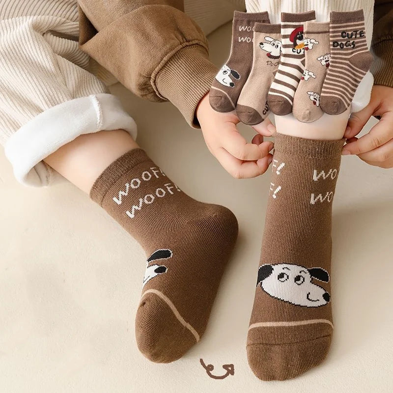 5 Pairs Kids Boys Socks Children Sport School Students Socks Spring Autumn Soft Cotton Toddler Mid Tube Sock Baby Girl Clothes