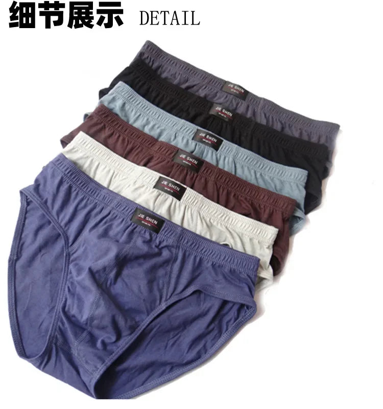 6Pcs/Men's Underwear Cotton Middle-aged Men's Briefs Sexy Boxer Solid Color High-stretch Mid-waist Pants Breathable Men's Shorts