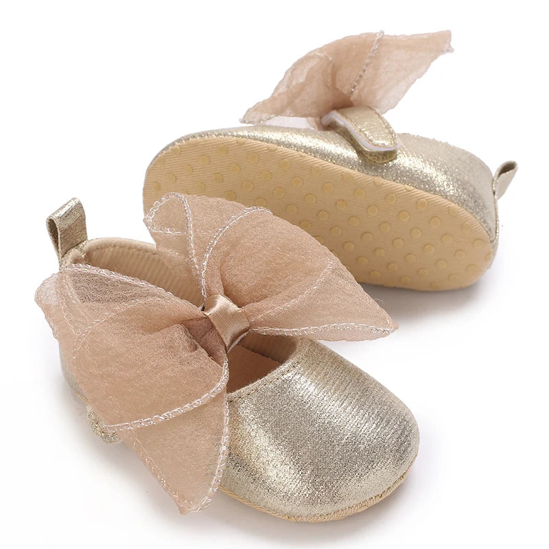 Fashionable Series Baby Shoes Girl Baby Cute Bow PU Princess Shoes Soft Cloth Sole Comfortable Walking Shoes Spring and Autumn