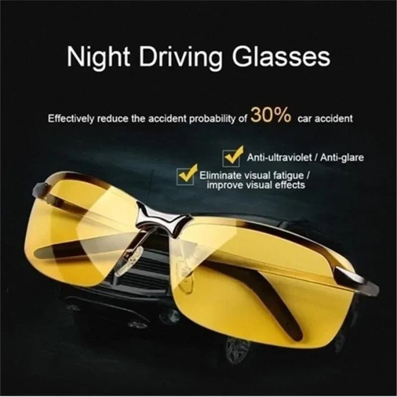 Yellow High-end Night Vision Driving Glasses Unpolarized UV Sunglasses PC Ultralight Driver Mirror Outdoor Driving Goggles Men