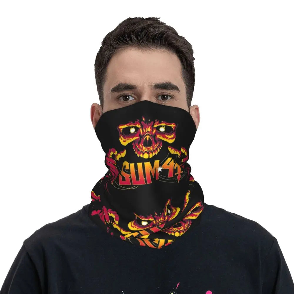 Sum 41 Band Bandana Neck Gaiter Printed Mask Scarf Multifunctional Headwear Running for Men Women Adult Breathable