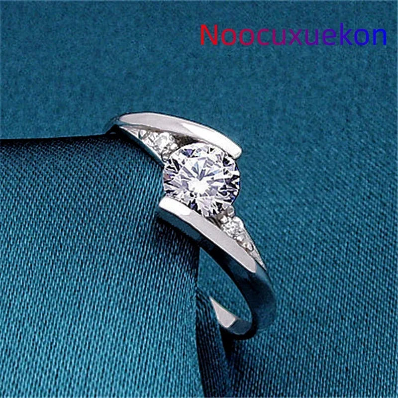 Never Fade White Rhinestone Rings for Women Round Zircon Crystal Rings Bride Promise Engagement Wedding Bands Gift Jewelry