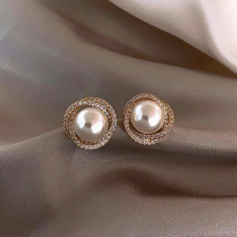 Fashion Imitation Pearl Circle Stud Earring for Women Girl Fashion Elegant Korean Earrings Party Trending Jewelry Wholesale New