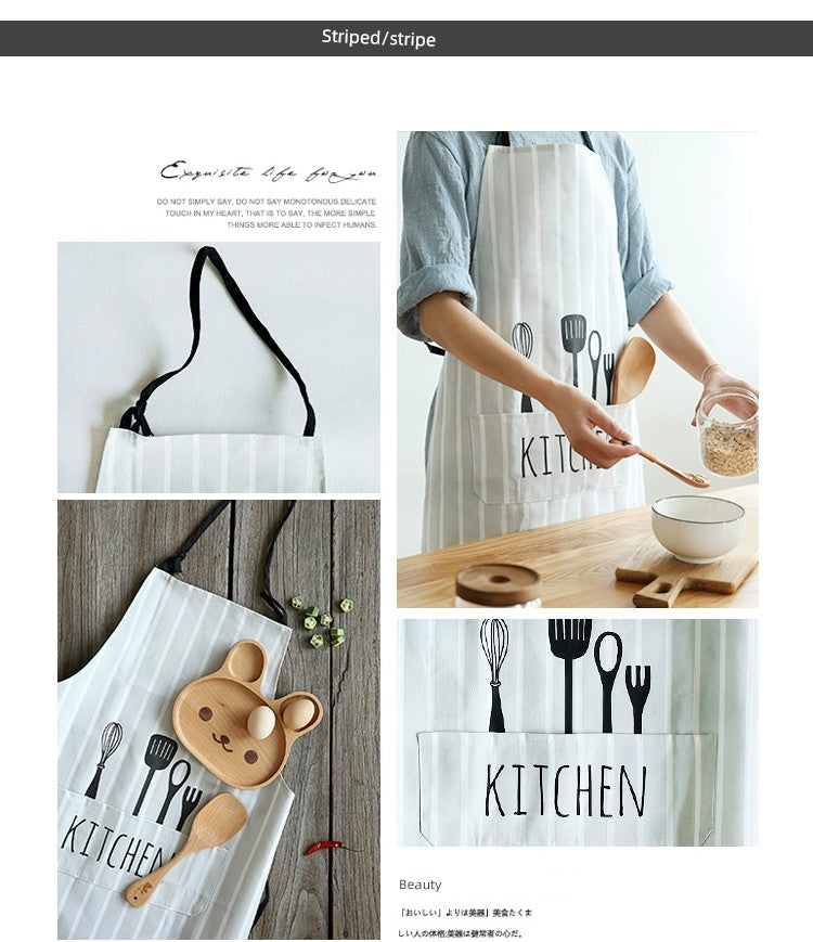 Wheatlife House For Home Internet Celebrity Oil-Proof Summer Pure Cotton Apron