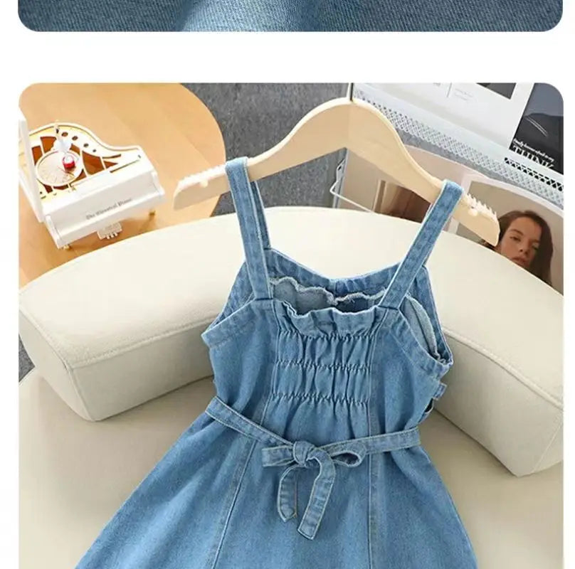 Kids Girls Denim Set 2023 Spring New Children's Clothing Girls Big Boy Yangpai Spring And Autumn Set Skirt Girls Dress