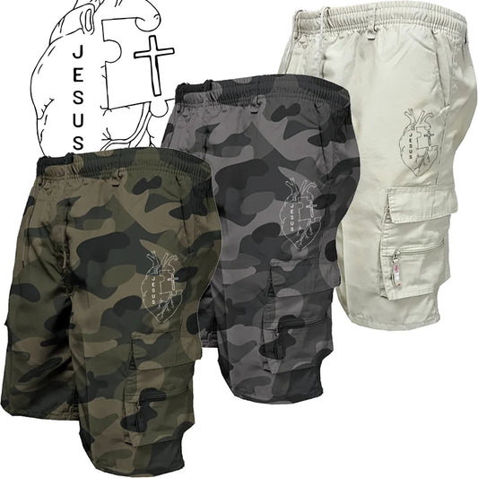 Camouflage men's shorts casual fashion shorts men's multi-pocket work shorts