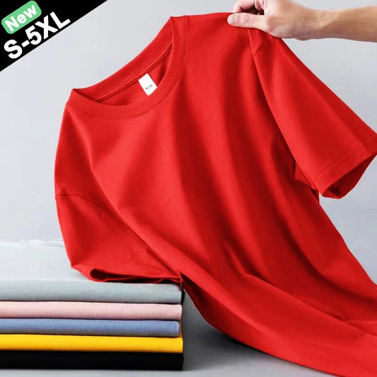 Newly Summer T-Shirts Men Women Skin Friendly Cotton Tshirt Male Basic Solid Tee Shirt Female Soft Plain Tee Tops Japan S-5XL