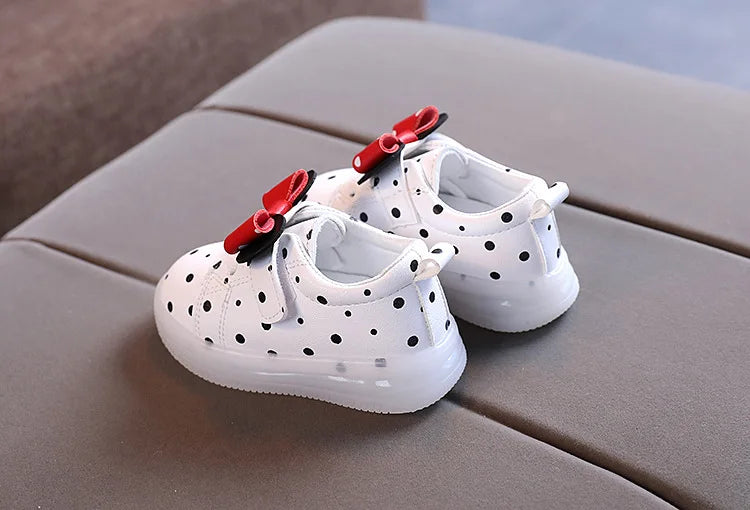 Zapatillas Kid LED Luminescent Shoes 2024 SummerNew Girl Bow Casual Shoe Lightweight Sport Shoe Breathable Tennis Shoes Kid Shoe