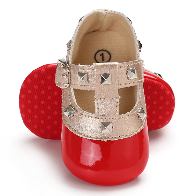 Spring and Autumn Girl Baby Shoes Classic Fashion Red Theme Cute Bow Princess Shoes Rubber Sole Anti slip Comfortable Walking Sh