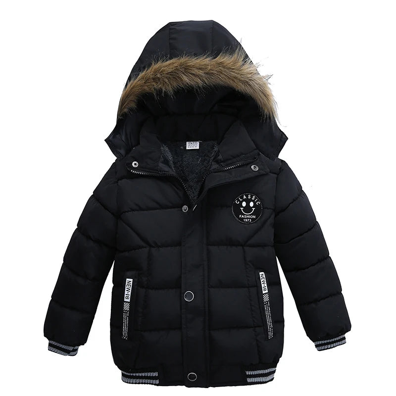 2 3 4 5 6 Years Winter Baby Boys Jacket Classic Keep Warm Fashion Girls Coat Hooded Zipper Outerwear Birthday Gift Kids Clothes