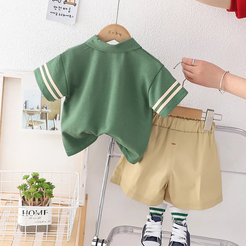 baby boy ootd korean outfit for kids baby boys clothes kids fashion Child clothes suits cotton 2Pcs Casual polo for kids