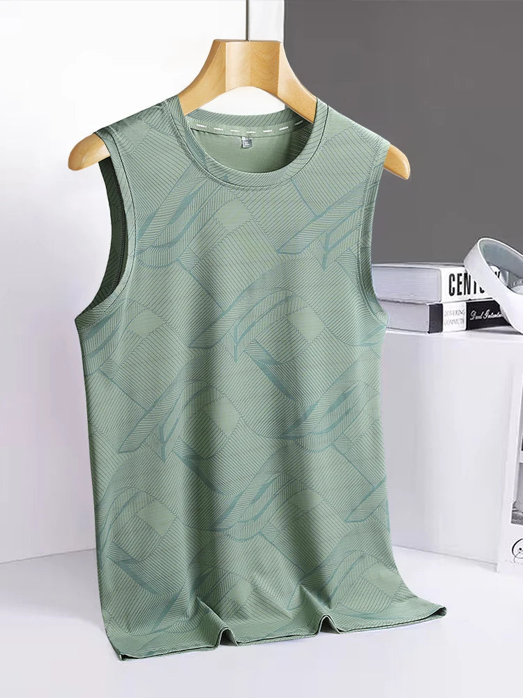 8xl 7xl 6xl New Big Size Ice Silk Classic Tank Tops Men Sleeveless Shirt Black Blue Tees All-Match Quick-Drying T-Shirt