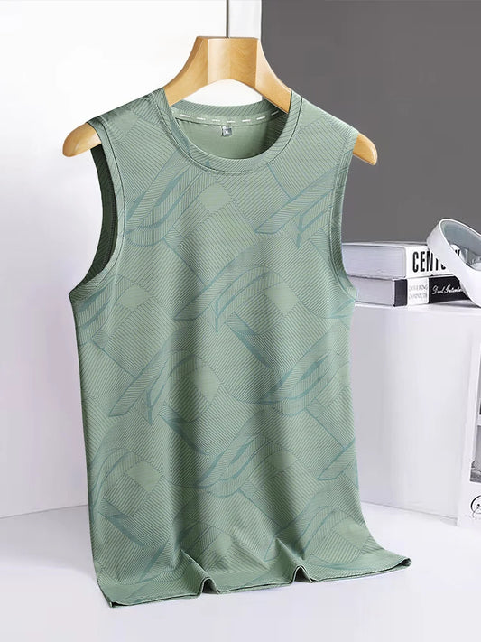 8xl 7xl 6xl New Big Size Ice Silk Classic Tank Tops Men Sleeveless Shirt Black Blue Tees All-Match Quick-Drying T-Shirt