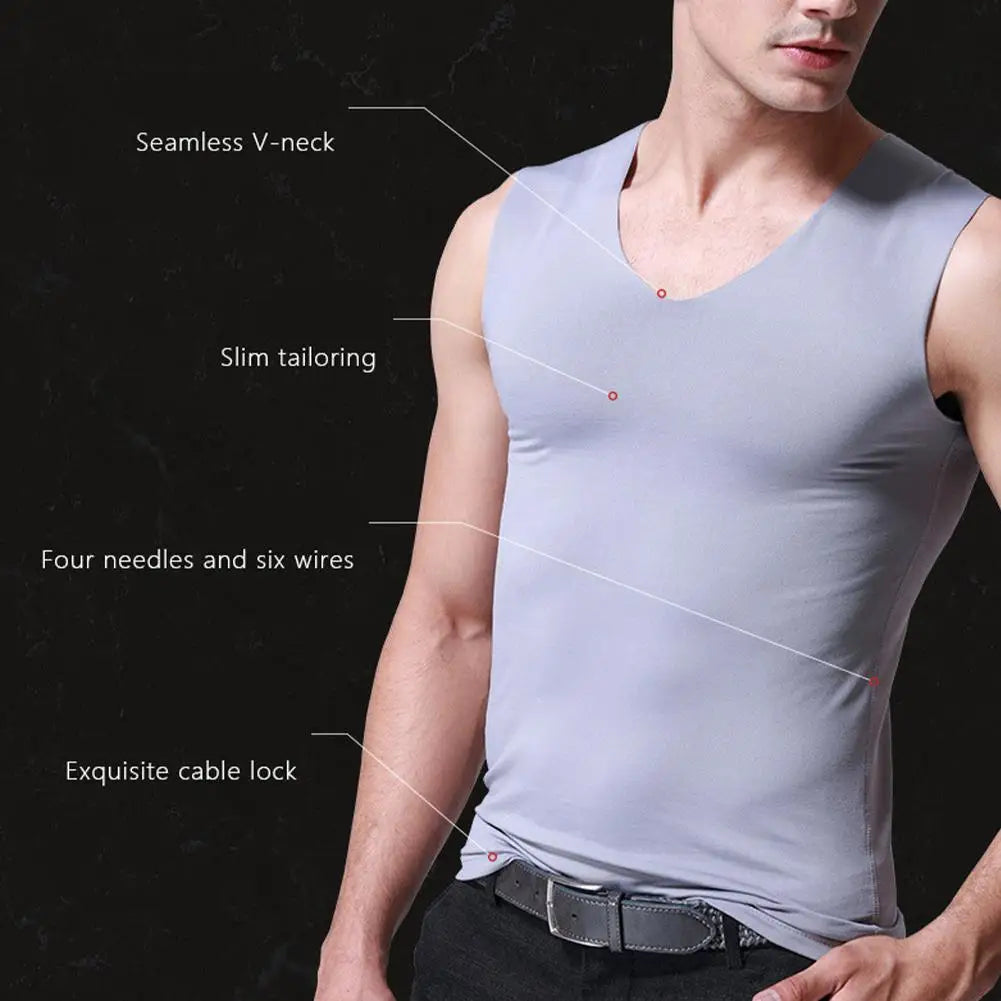 3PCS No Trace Cool Men Vest Tank Tops Underwear Mens Undershirt Shirts Male Bodyshaper Fitness sleeveless Men's Running Vest 5XL