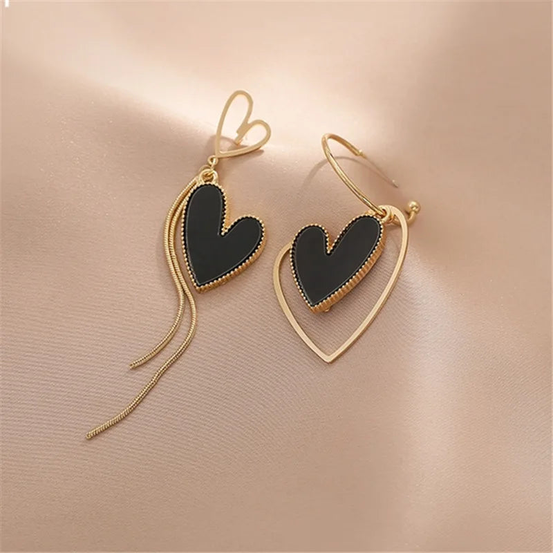 Asymmetric Hollow Love Long Tassel Earrings Korean Temperament Ins 2021 New Trend Earrings Exquisite Women Jewelry Earrring