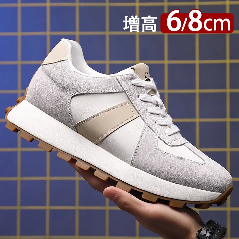 Genuine Leather Men Sneakers Elevator Shoes Hidden Height Increasing Shoes Men 8 6CM Sports Casual Flat Oxfords Man Heightening