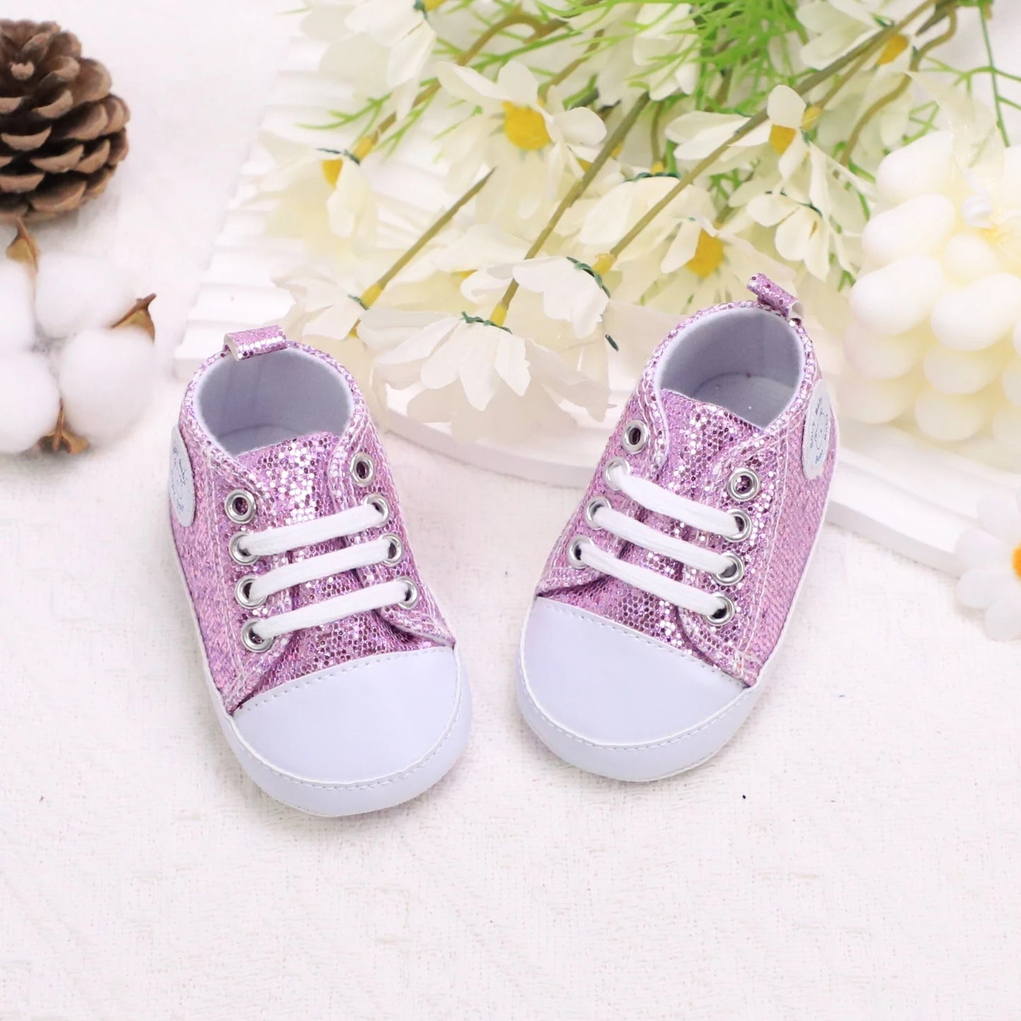 Trendy Comfortable Sequin Sneakers For Baby Boys, Lightweight Non Slip Shoes For Indoor Outdoor Walking, Spring And Autumn