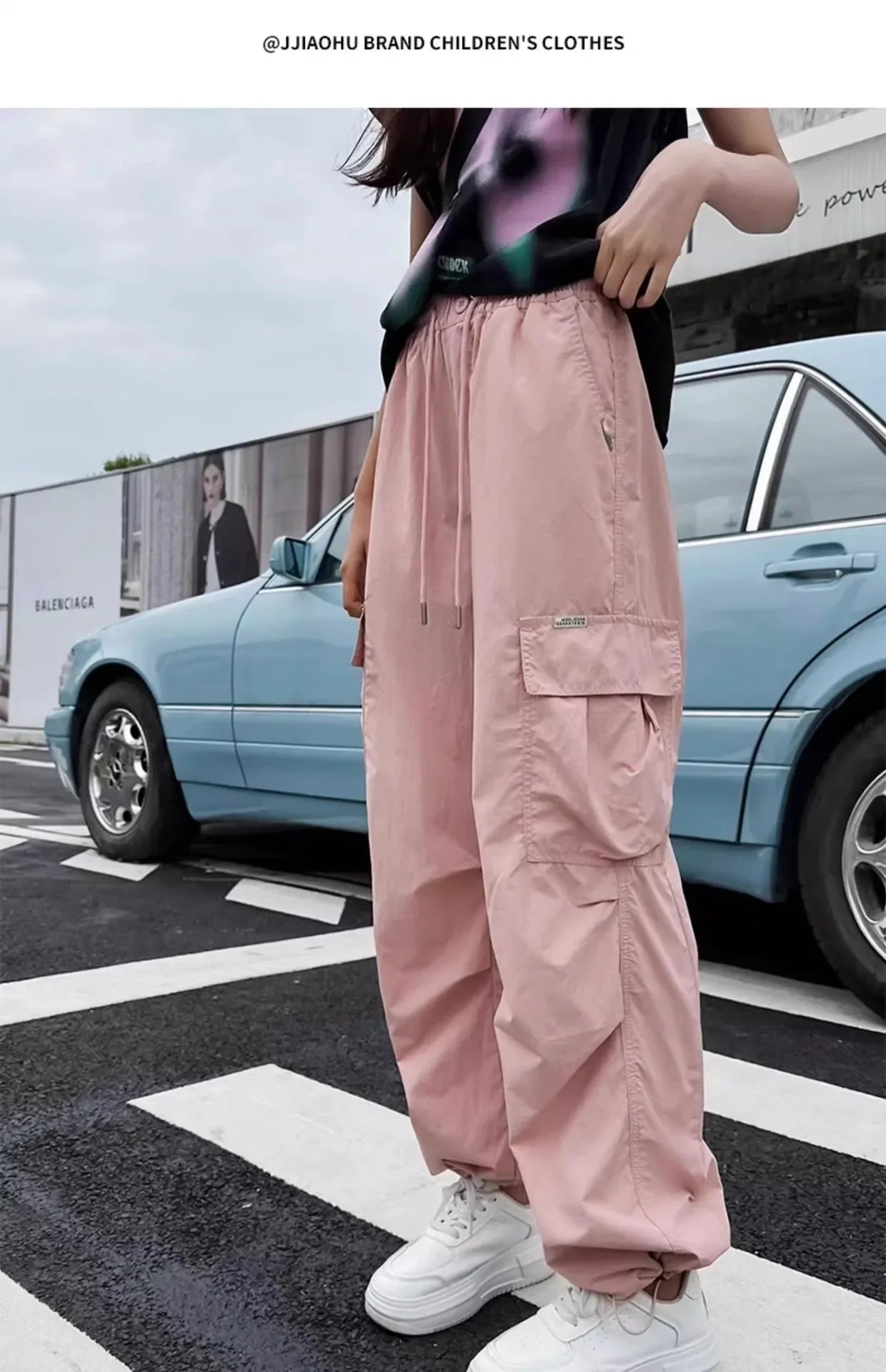 Girls Cargo Pants Summer Thin Loose-fit Wide-leg Long Pants New 2024 Trendy Junior High School Students Casual