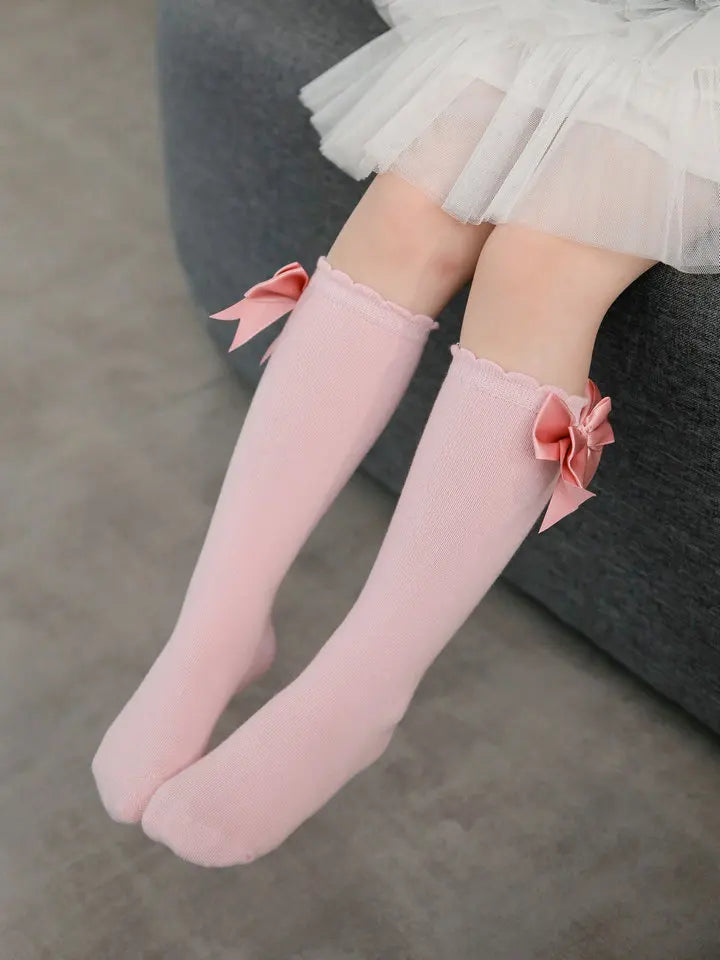 Winter Autumn Kids Knee High Socks Baby Girls Cotton Socks Big Bow Soft Toddlers Princess Children Long Tube Socken For 0-5Years