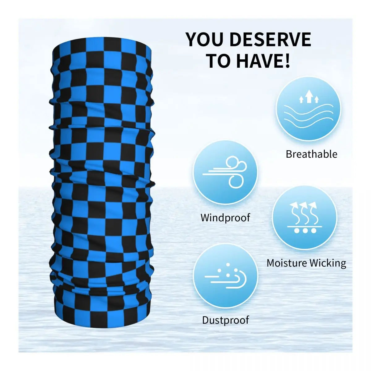 Colorful Geometric Checkered Black And Blue Bandana Neck Cover Printed Racing Moto Motorcycle Wrap Scarf Warm Face Mask Riding