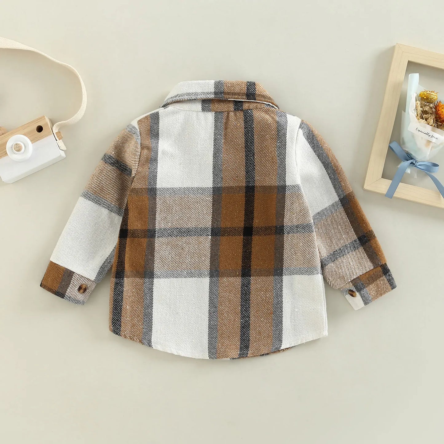 2022-08-23 Lioraitiin 0-4Years Kids Baby Girl Boy Plaid Shirt Jacket Casual Lapel Long Sleeve Button Up Cardigan Jacket Coat