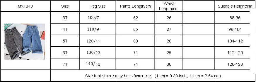 Kids Wide Leg Pants 2024 Autumn Winter New Personality Fashion Girls Hight-Waist Jeans Elastic Waist Button Pocket Casual Jeans